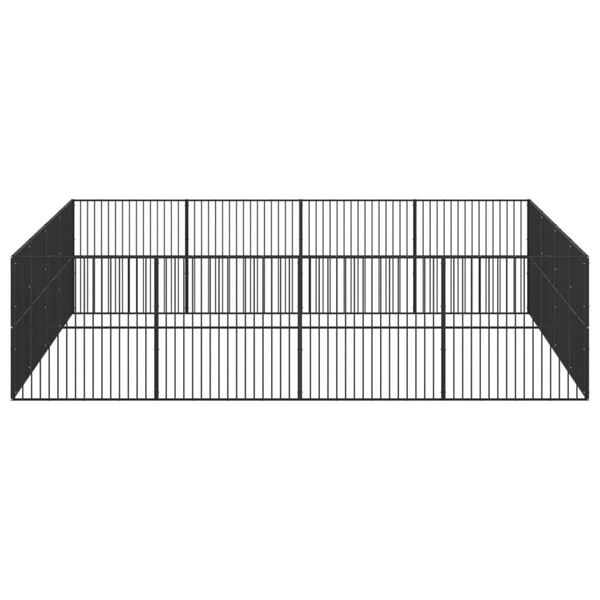 vidaXL koera m&auml;nguaedik, 16 paneeliga, must, tsingitud teras