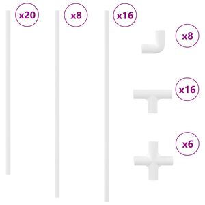vidaXL PVC toru 2 pcs Valge 12,2 x 1,8 x 500 mm PP ja PE
