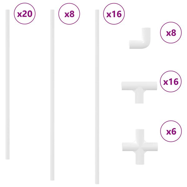 vidaXL PVC toru 2 pcs Valge 12,2 x 1,8 x 500 mm PP ja PE