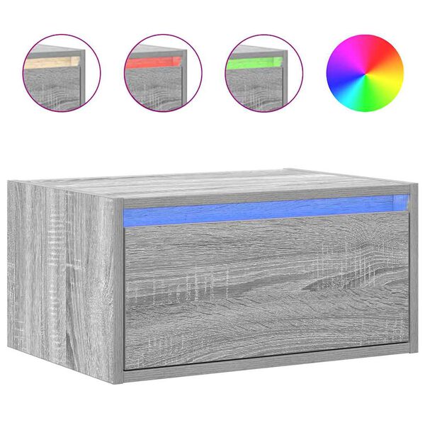 vidaXL seinale kinnitatav öökapp LED-tuledega, hall Sonoma tamm