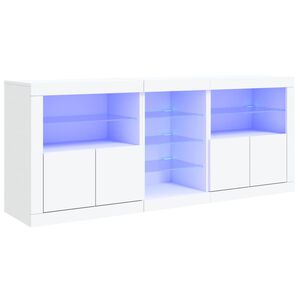 vidaXL puhvetkapp LED-tulega, valge, 162x37x67 cm