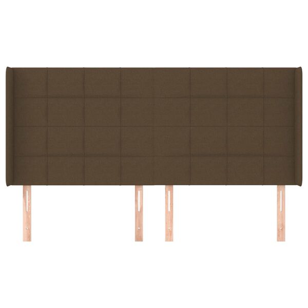 vidaXL voodipeats servadega, tumepruun, 203x16x118/128 cm, kangas