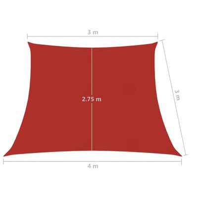 vidaXL päikesepuri 160 g/m², punane, 3/4 x 3 m, HDPE