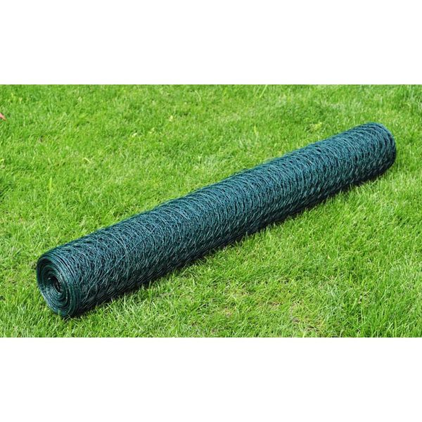 vidaXL kanade traataed, PVC-kattega, 25x1 m, roheline