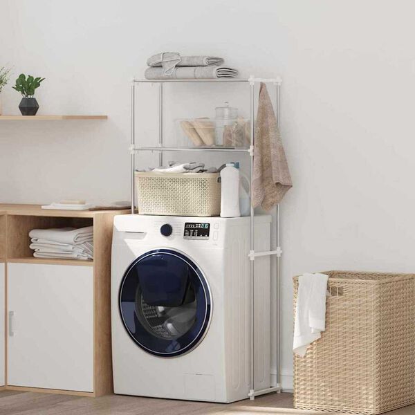 vidaXL Pesumasina riiul riiuliga Valge 70 x 27 x 136 cm Alumiinium