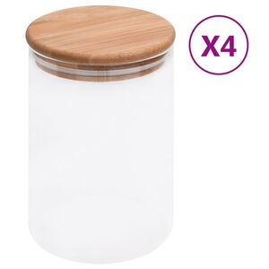 vidaXL klaasist s&auml;ilituspurgid, bambusest kaanega, 4 tk, 800 ml