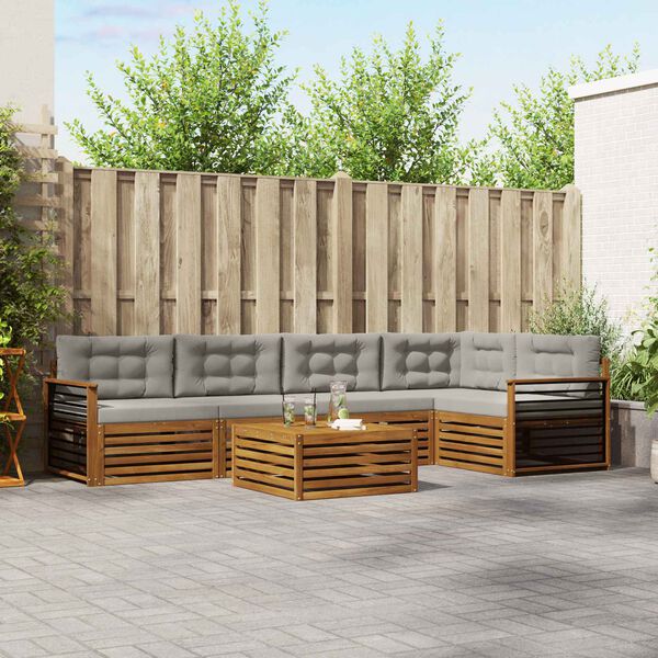 vidaXL V&auml;li diivanikomplekt padjaga 6 pcs Looduslik ja Hele Hall