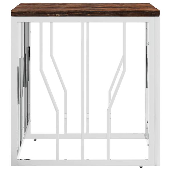 vidaXL kohvilaud, hõbedane, roostevaba teras ja taastatud puit