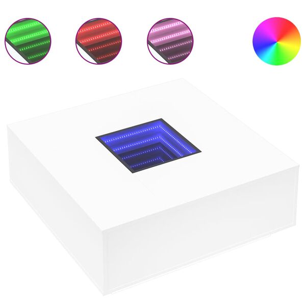 vidaXL kohvilaud LED-tuledega, valge, 100x100x40 cm