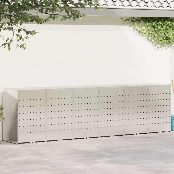 vidaXL Ratta prügikasti hoidmine 3 prügikasti jaoks Hõbedane