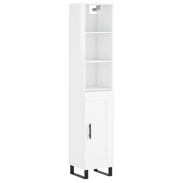 vidaXL k&otilde;rge kapp, k&otilde;rgl&auml;ikega valge, 34,5x34x180 cm, tehispuit