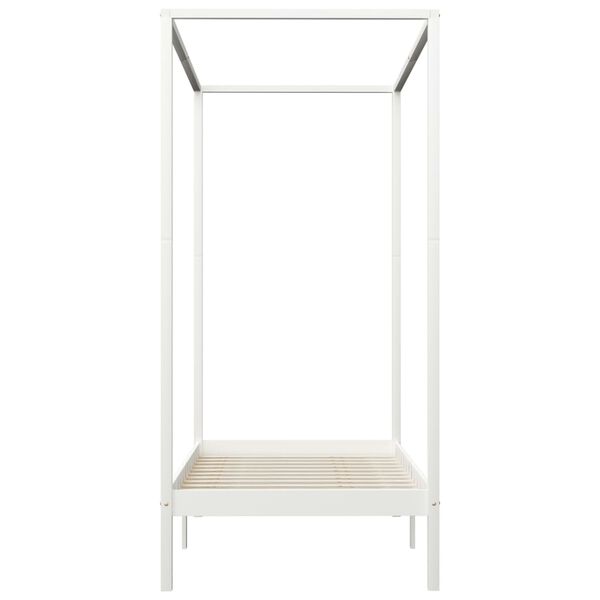 vidaXL baldahhiinvoodi raam, valge, m&auml;nnipuit, 100 x 200 cm