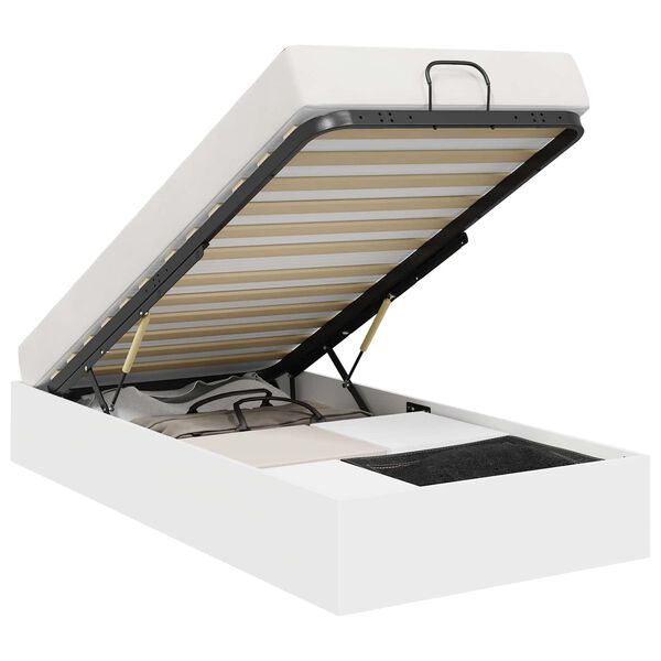 vidaXL Ottomani voodiraam Valge 193 x 120 x 25 cm Saepuruplaat