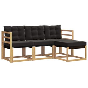 vidaXL V&auml;li diivanikomplekt padjaga 4 pcs Valge ja must