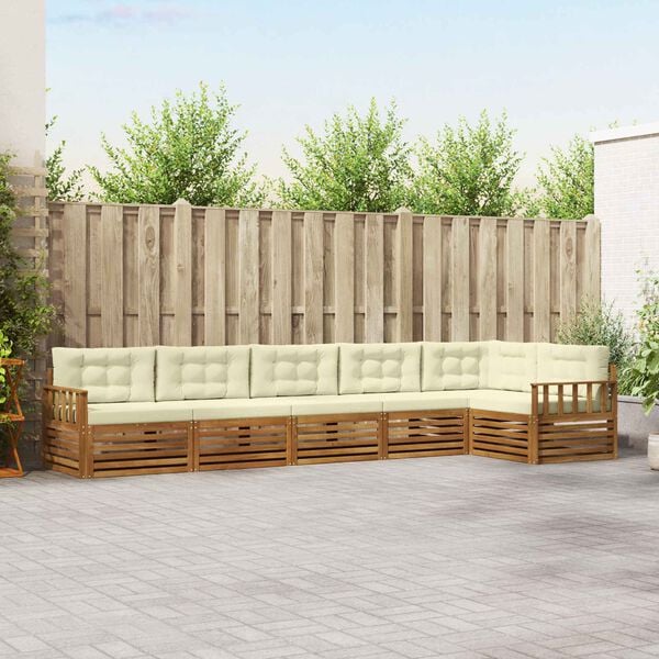 vidaXL V&auml;li diivanikomplekt padjaga 6 pcs Looduslik ja kreem