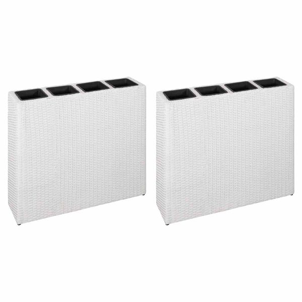 vidaXL taimelavad 4 potiga, 2 tk, pol&uuml;rotang, valge