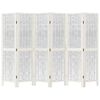 vidaXL 6 paneeliga ruumijagaja, valge, Paulownia puit