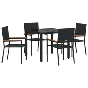 vidaXL Aia s&ouml;&ouml;gilaudade komplekt 5 pcs Must pol&uuml;rotang