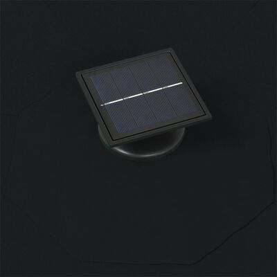 vidaXL seinale kinnitatav päikesevari LED-i ja metallpostiga, 300 cm, must