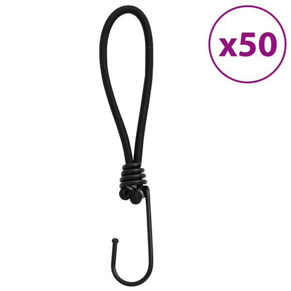 vidaXL bungee nöörid konksuga 50 tk, 17 cm