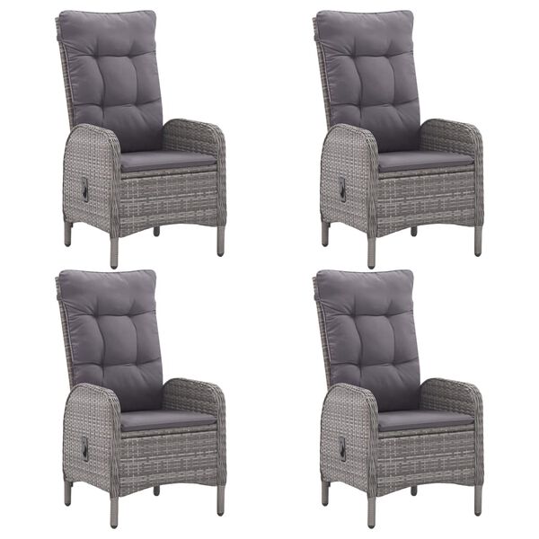 vidaXL 5-osaline aiamööblikomplekt, polürotang ja klaas, hall