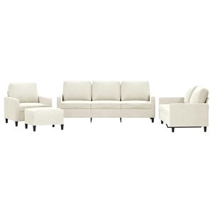 vidaXL 4-osaline diivanikomplekt patjadega, kreemjas, samet
