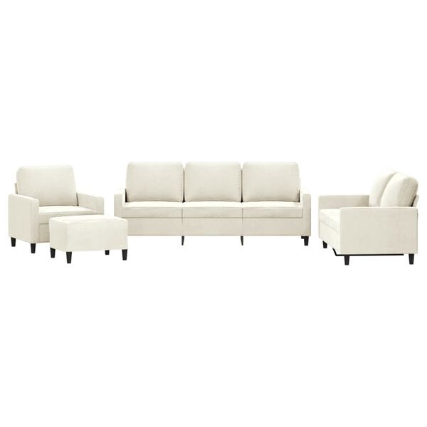 vidaXL 4-osaline diivanikomplekt patjadega, kreemjas, samet