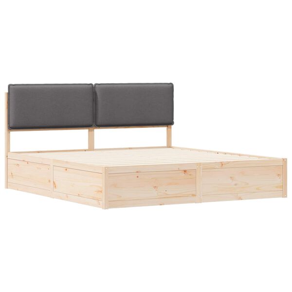 vidaXL Voodiraam Pehme Peatoega peaga Tumehall 200 x 200 cm Tahke m&auml;nd