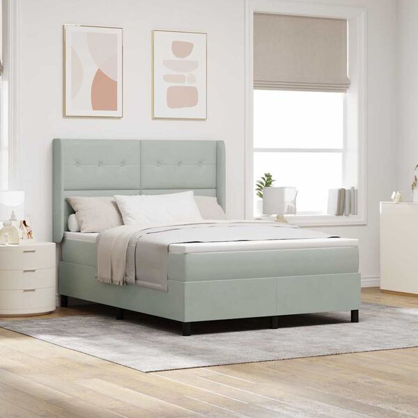 vidaXL Karbi vedrumadrats madratsiga peaga Helehall 160 x 200 cm Samet