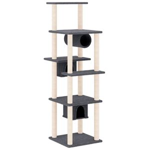 vidaXL kassimaja sisalk&ouml;itega kraapimispuudega, tumehall, 169 cm
