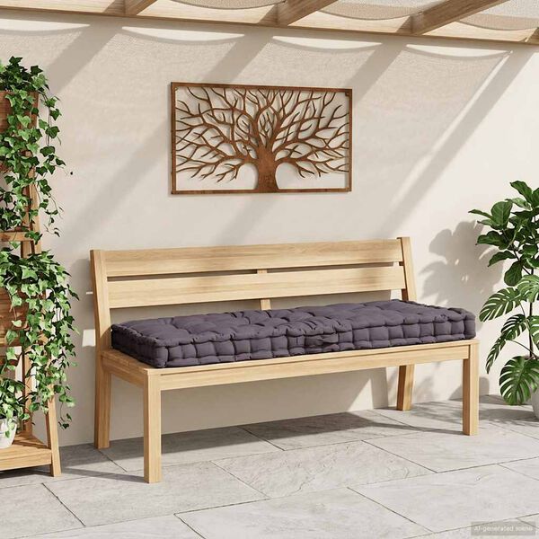 vidaXL euroaluse istumispadi, puuvill 120 x 80 x 10 cm, antratsiithall