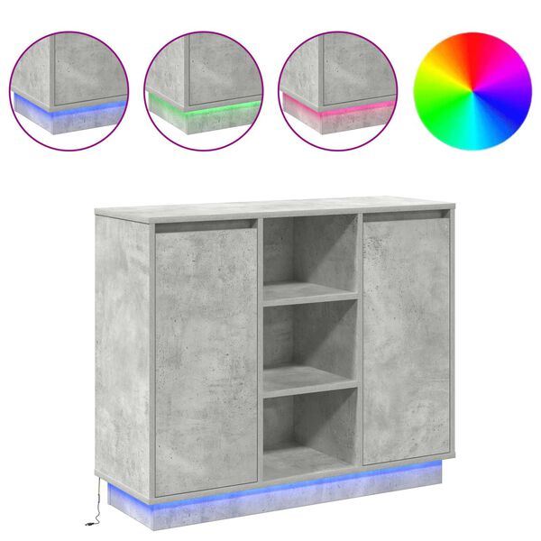 vidaXL LED Kummuti Betoonhall 90 x 32 x 75 cm Tehispuit