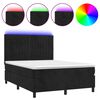vidaXL kontinentaalvoodi madrats ja LED, must, 140x200 cm, samet