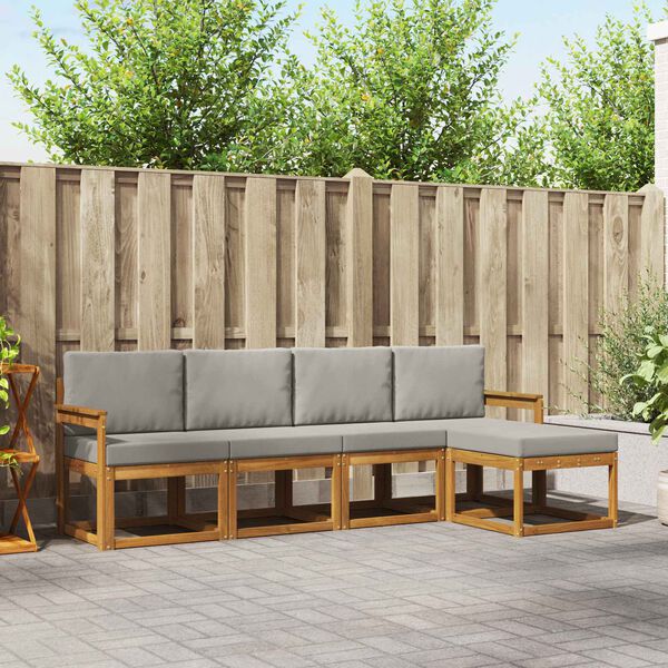 vidaXL V&auml;li diivanikomplekt padjaga 5 pcs Looduslik ja Hele Hall