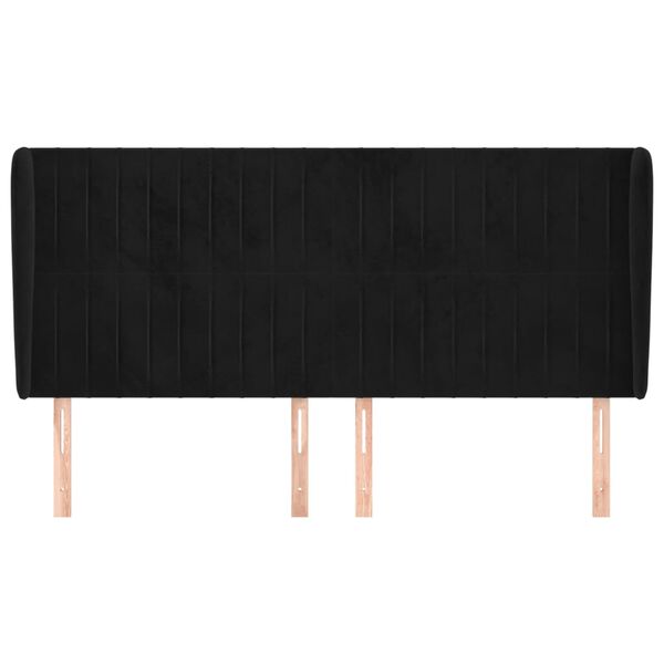 vidaXL voodipeats servadega, must, 203x23x118/128 cm, samet