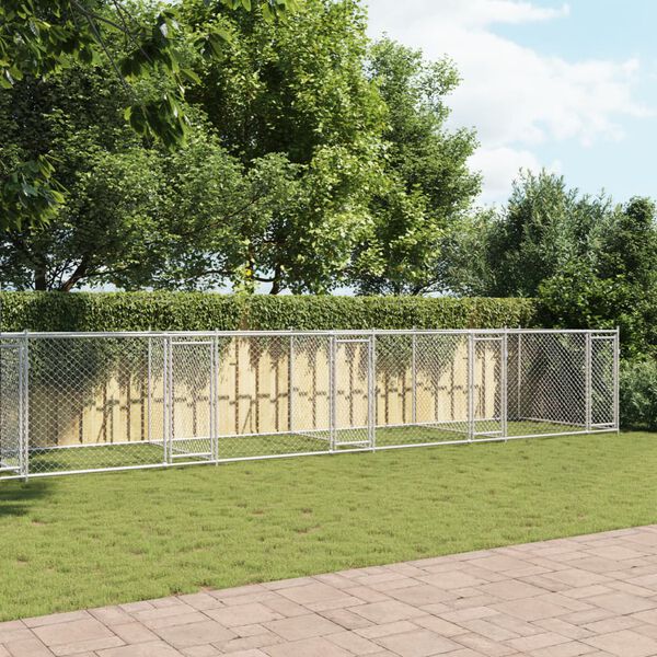 vidaXL koeraaedik, ustega, hall, 12x2x1,5 m, tsingitud teras