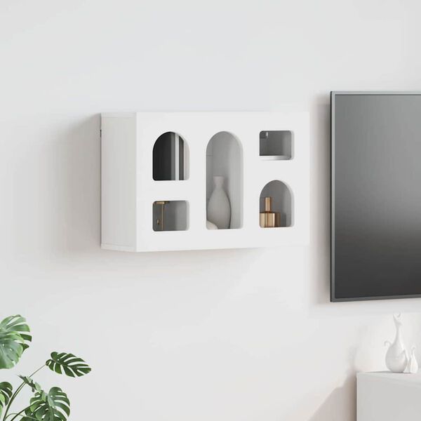 vidaXL Seinakapp riiuliga Valge 60 x 20 x 40 cm Tehispuit