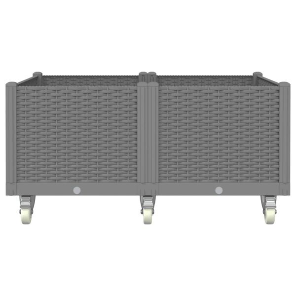 vidaXL ratastega taimekast, helehall, 100 x 80 x 54 cm, PP