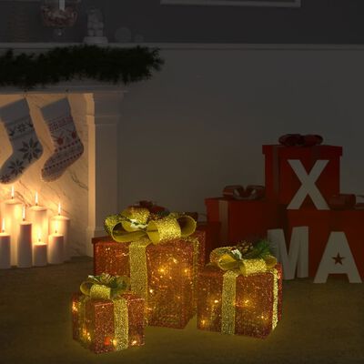 vidaXL dekoratiivsed jõulukingikarbid 3 tk, punane, õue ja tuppa