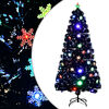 vidaXL kunstkuusk LED-lumehelvestega, must, 150 cm, kiudoptiline