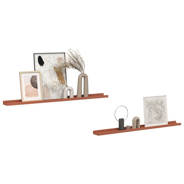 vidaXL Seinariiul riiuliga 2 pcs Punane 100 x 9 x 3 cm Tehispuit