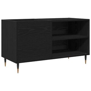 vidaXL Plaadikapp riiuliga uksega Must tamm 85 x 38 x 48 cm Tehispuit
