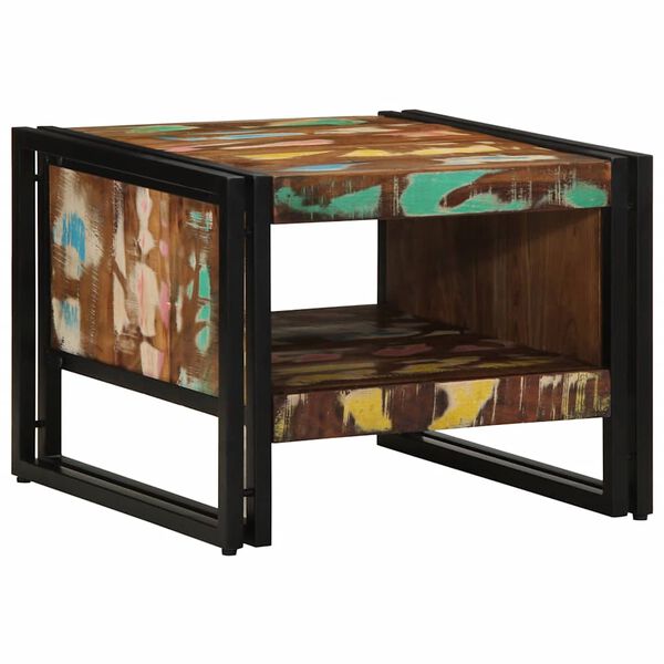 vidaXL mitmevärviline diivanilaud 50x50x38 cm taaskasutatud täispuit