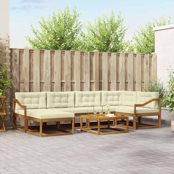 vidaXL V&auml;li diivanikomplekt padjaga 7 pcs Looduslik ja kreem