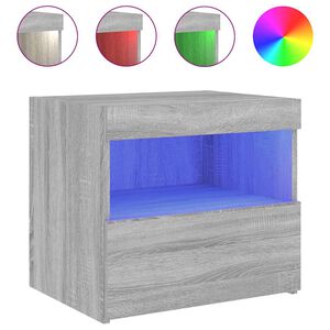 vidaXL &ouml;&ouml;kapp LED-tuledega, hall Sonoma tamm, 50 x 40 x 45 cm