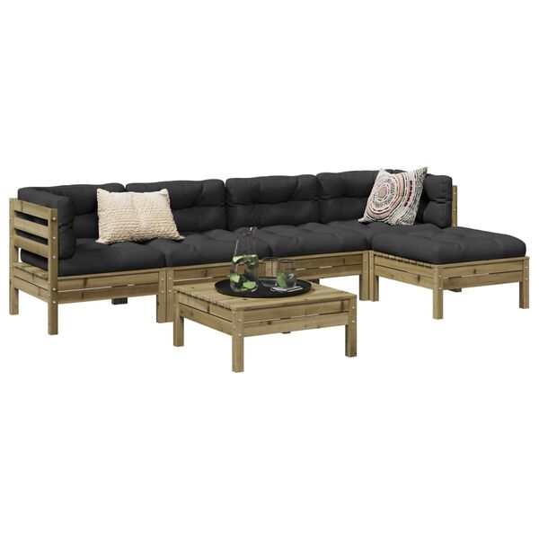 vidaXL 6-osaline aiadiivani komplekt patjadega, immutatud m&auml;nnipuit