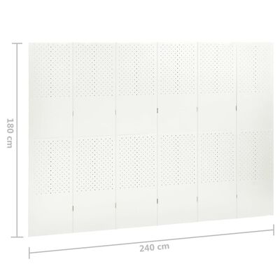 vidaXL 6 paneeliga ruumijagaja, valge, 240 x 180 cm, teras