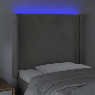 vidaXL LED-voodipeats, helehall, 83x16x118/128 cm, samet