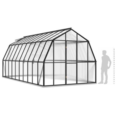 vidaXL kasvuhoone alusraamiga, antratsiithall, 15,74 m², alumiinium