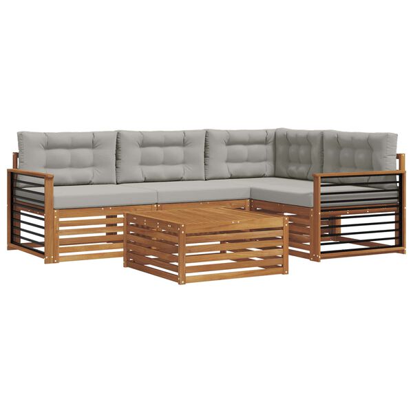 vidaXL V&auml;li diivanikomplekt padjaga 5 pcs Looduslik ja Hele Hall